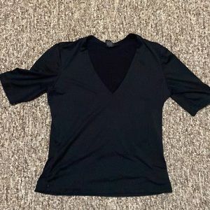 black deep v neck half sleeve